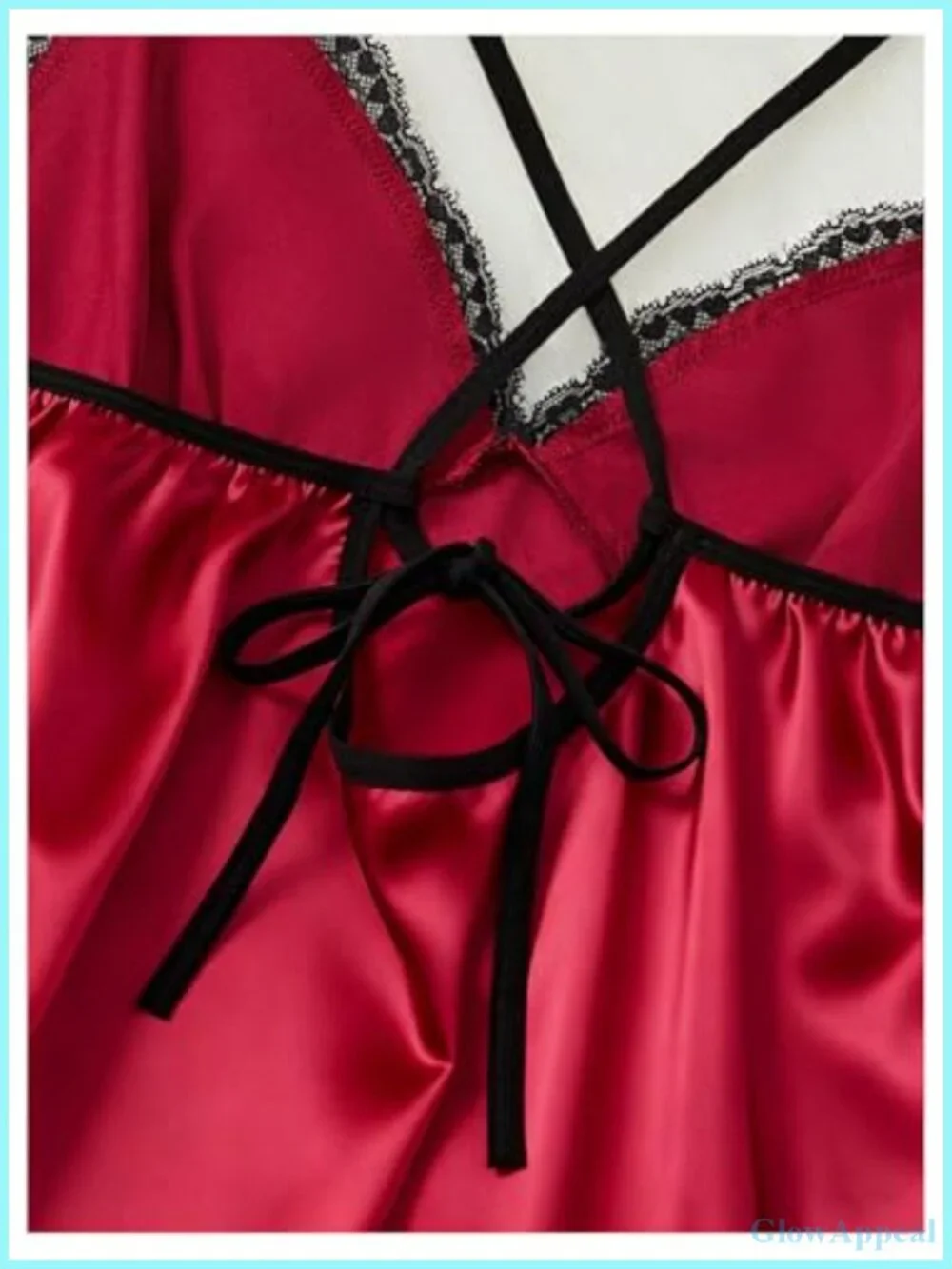 Satin Lace Babydoll Lingerie Chemise Nightgown Silk Sleepwear V-Neck Split Hem